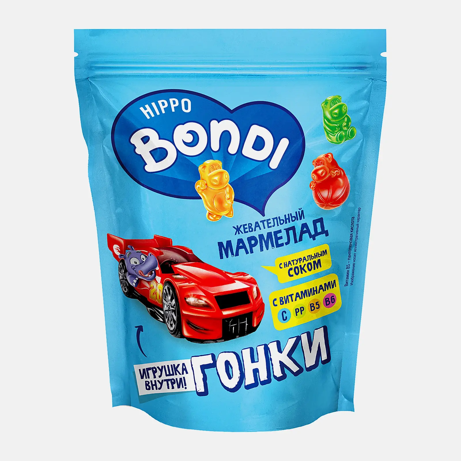 Мармелад жевательный с игрушкой Hippo Bondi 100г в ассортименте