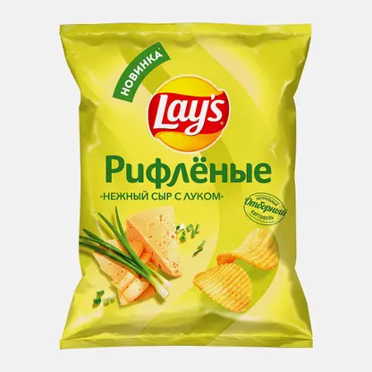 Чипсы рифленые нежный сыр и лук Lays 105г