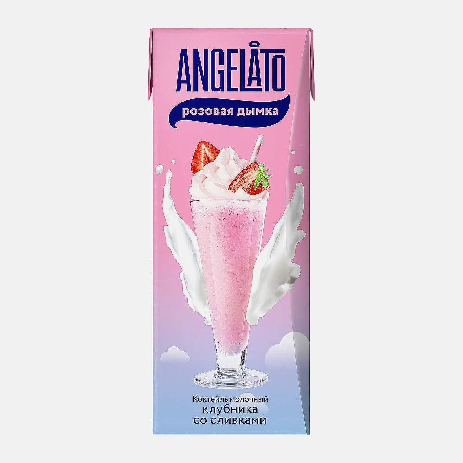 Изображение товара Молочный коктейль Angelato Клубника со сливками 2% 200г