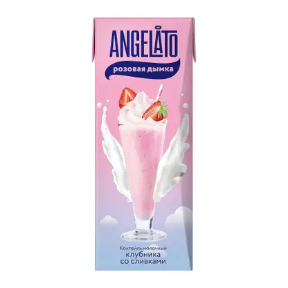 Изображение товара Молочный коктейль Angelato Клубника со сливками 2% 200г