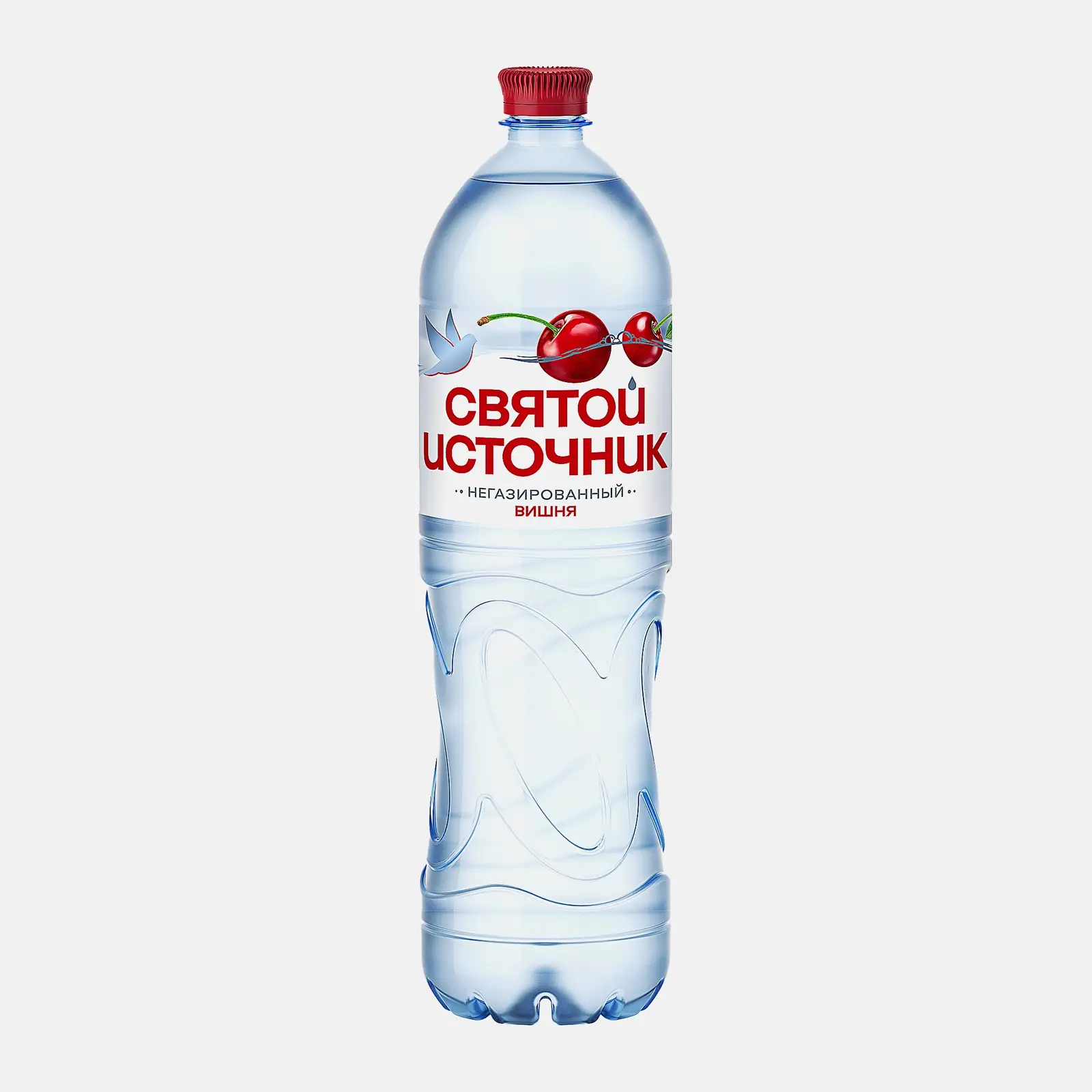 Изображение товара Вода Святой Источник Вишня негазированная 1. 5л - напиток с ароматом сочной вишни