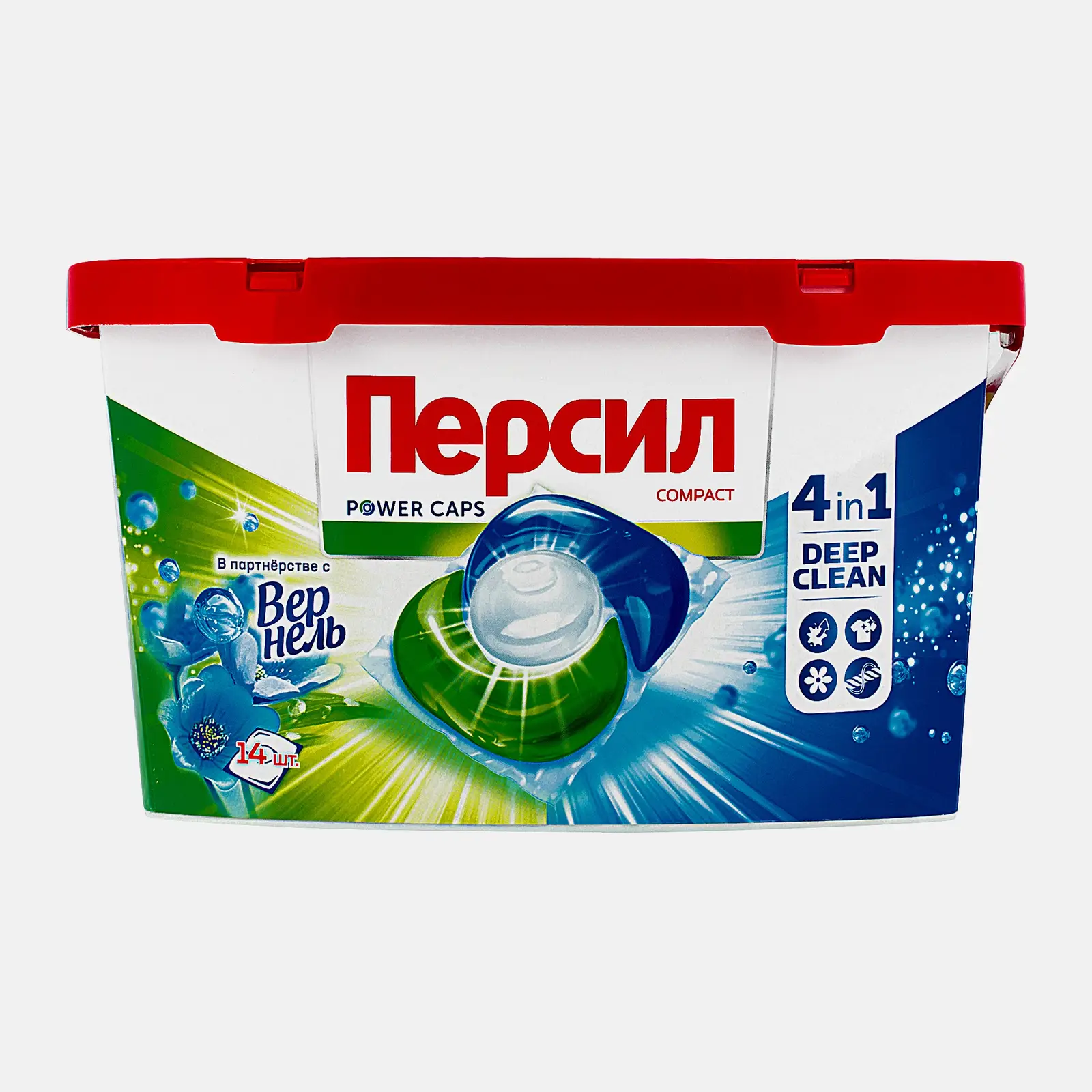 Капсулы для стирки Персил Пауэр Капс Свежесть от Вернель 4в1 для белого белья 14шт