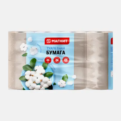 Туалетная бумага Магнит белая 2 слоя 8 рулонов