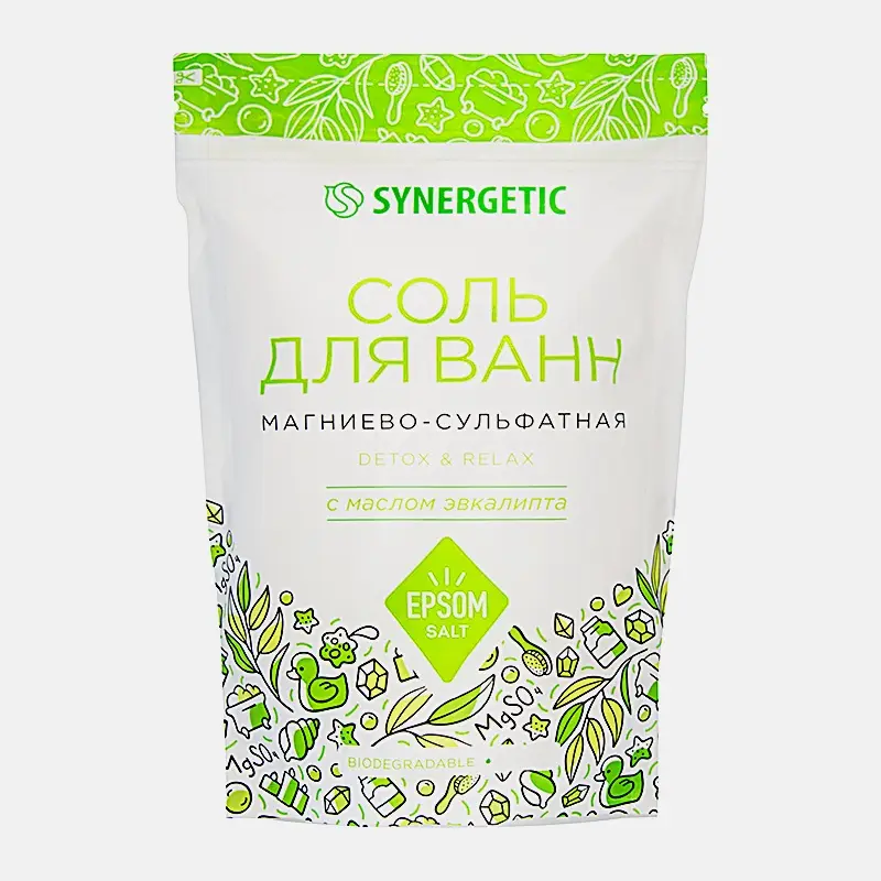 Морская соль для ванн с маслом эвкалипта Synergetic 1кг