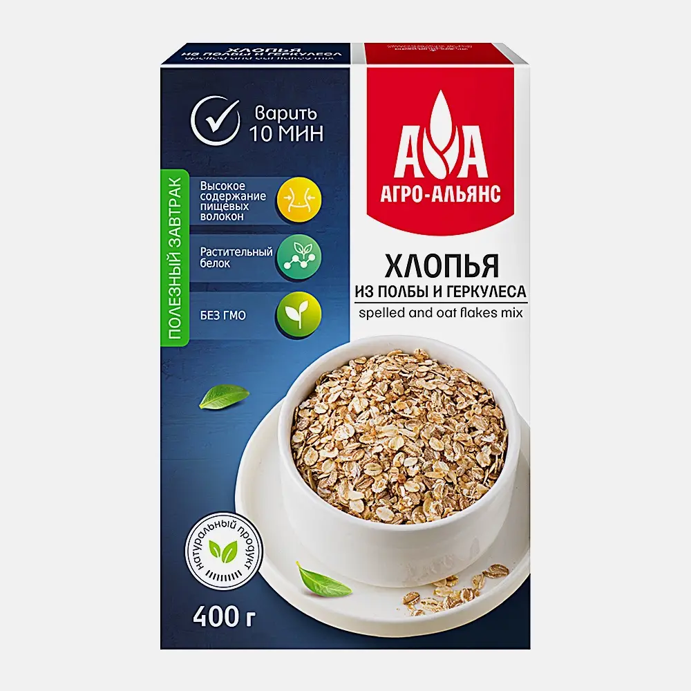 Хлопья Агро-Альянс из полбы и геркулеса 400г