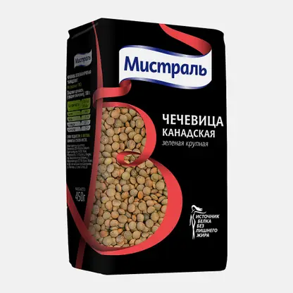 Чечевица Зеленая крупная Мистраль 450г