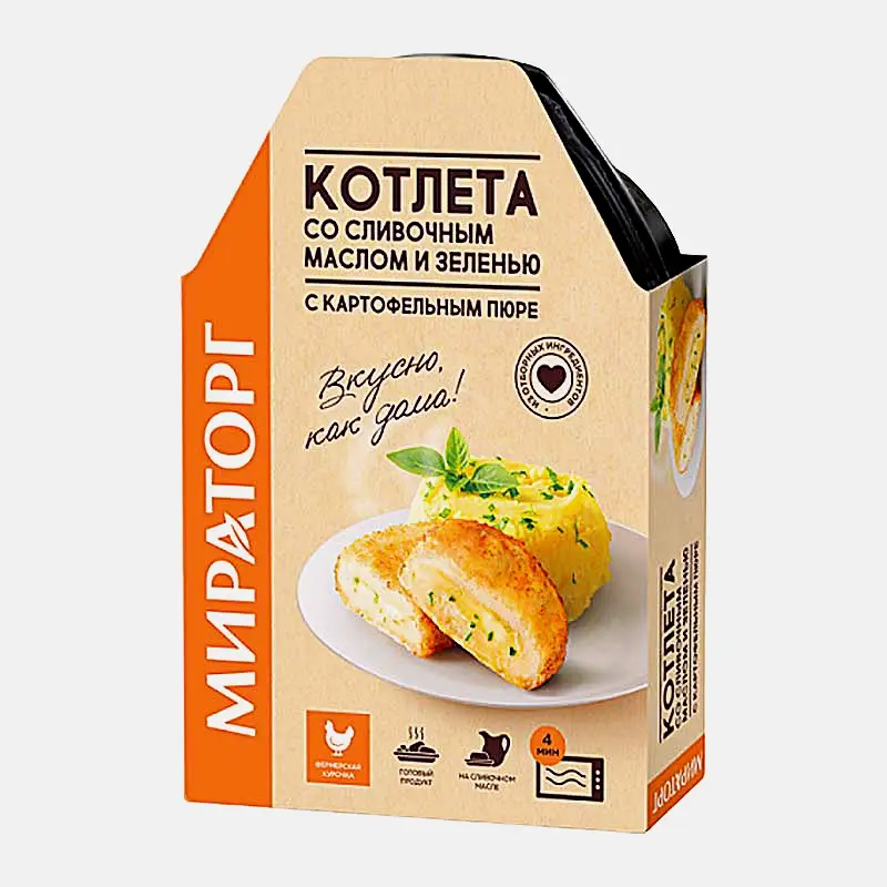 Изображение товара Котлета со сливочным маслом и зеленью с картофельным пюре Мираторг 260г готовое блюдо
