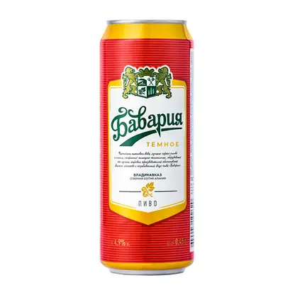 Пиво Бавария Темное фильтрованное пастеризованное 4.5% 450мл