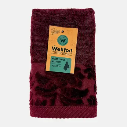 Махровое полотенце красное Bohemian Wellfort 30*50см