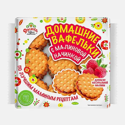 Печенье сдобное Домашнее вафельки с малиной Дымка 460г