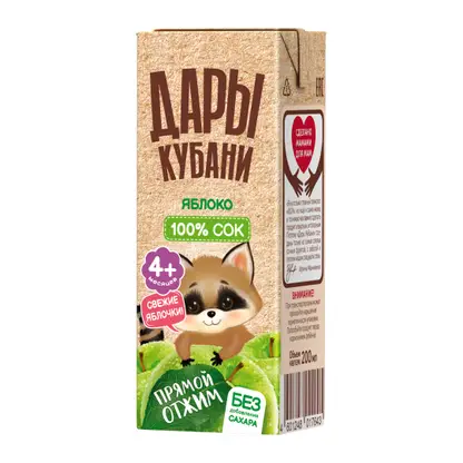 Изображение товара Сок Дары Кубани яблочный с 4 месяцев 200мл