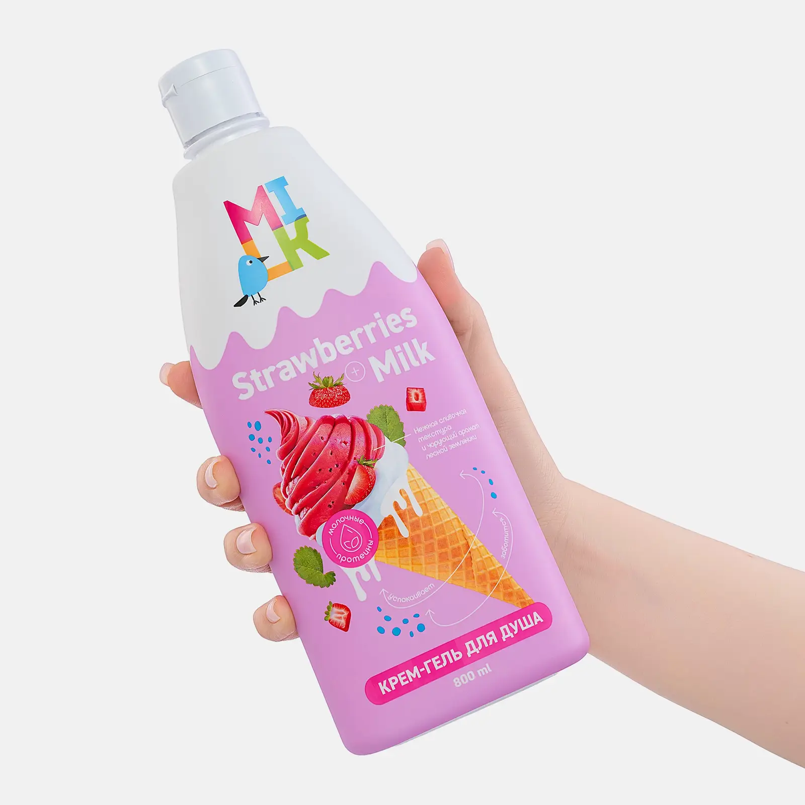 Гель-крем для душа Milk Молоко и земляника 800мл