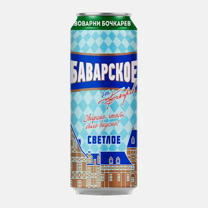 Светлый пивной напиток пастеризованный Баварское Бочкарев 4.3% 430мл