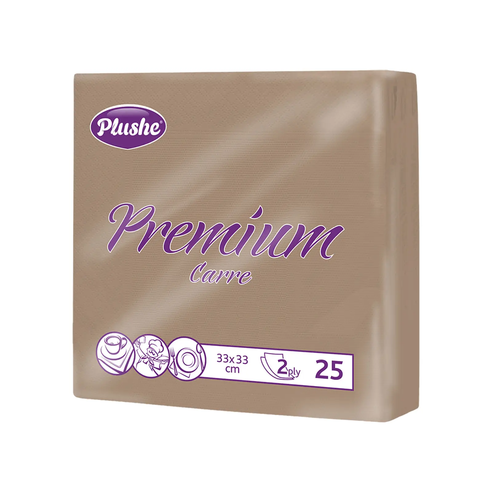 Салфетки бумажные Plushe Premium 2 слоя 33*33см 25 листов
