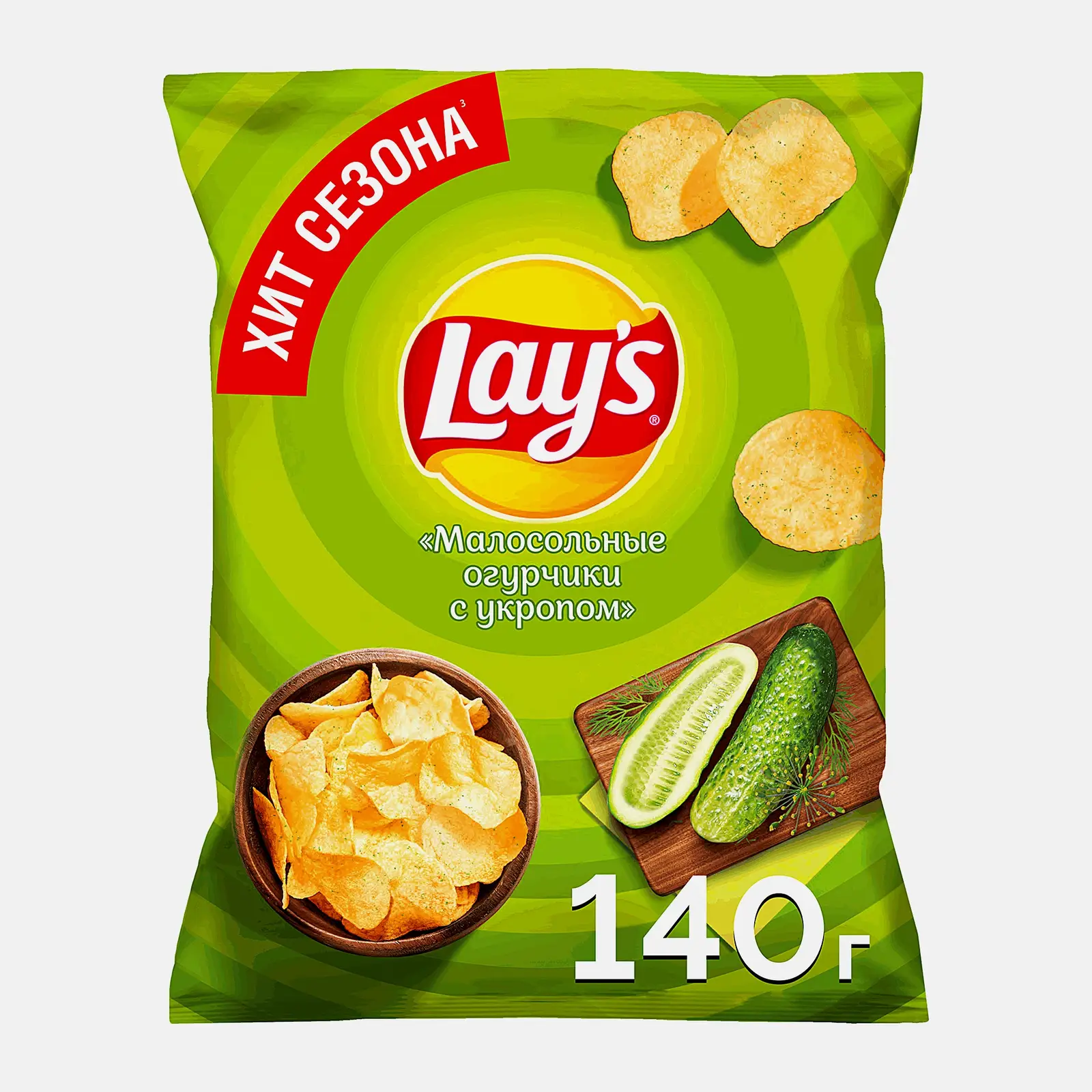 Изображение товара Чипсы Lays Малосольные огурчики с укропом 140г