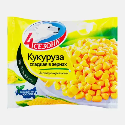 Кукуруза 4 сезона сладкая в зернах быстрозамороженная 400г