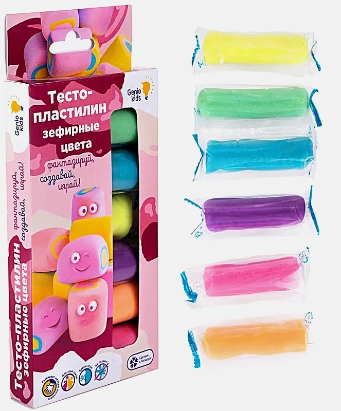 Тесто-пластилин Аспект Genio Kids 6 цветов с эффектами 180г 9*16.5*2см - фото 2