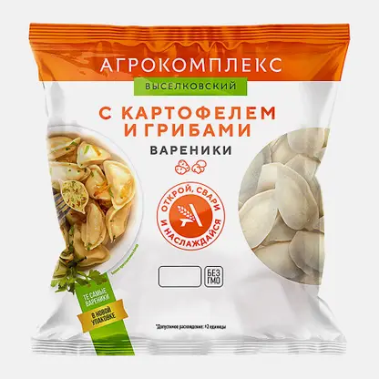 Вареники Агрокомплекс с картофелем и грибами 450г