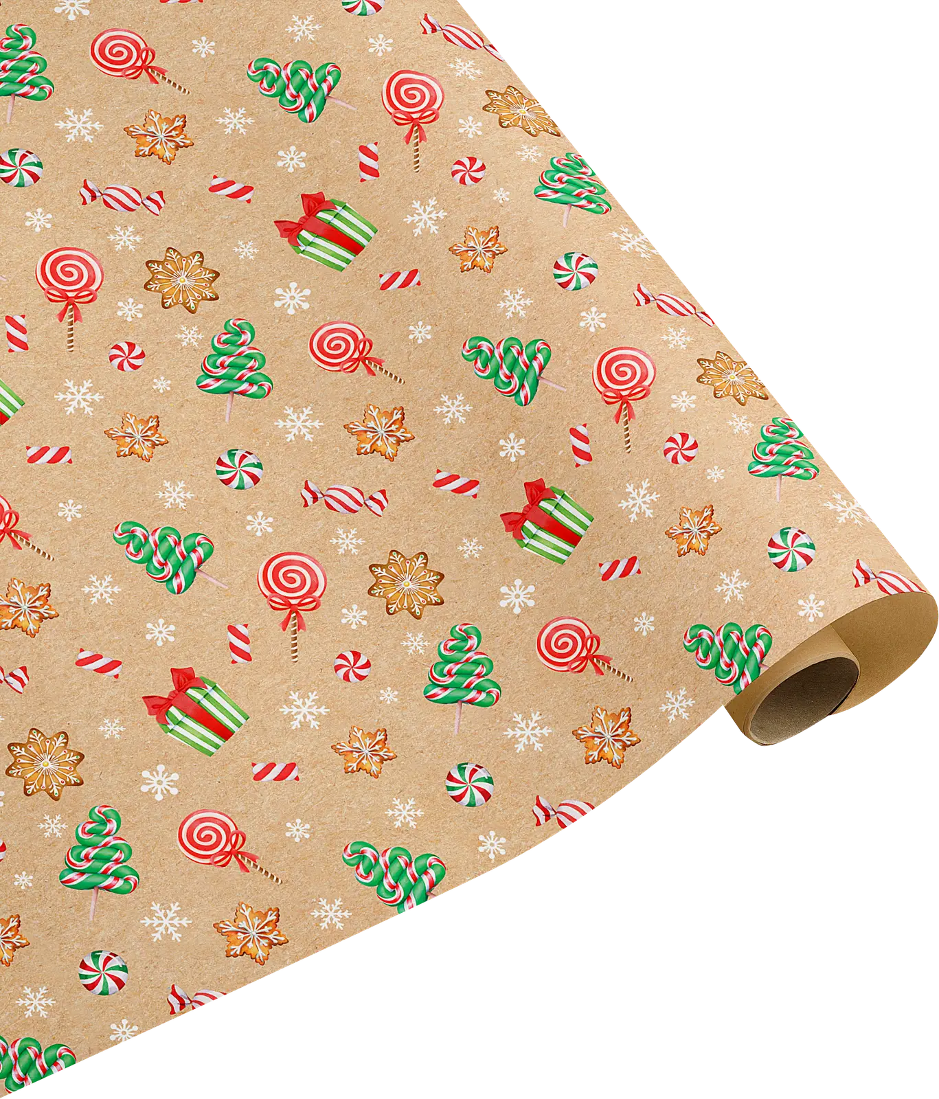 Упаковочная бумага Пакетико новогодняя в стиле крафт 70*100см