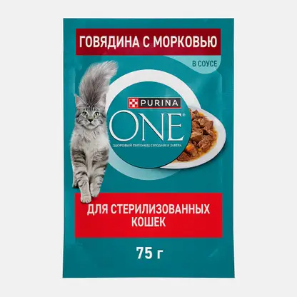 Влажный корм для стерилизованных кошек с говядиной и морковью Purina ONE 75г