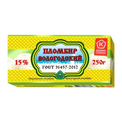 Изображение товара Мороженое Вологодский Пломбир 15% 250г
