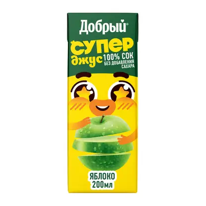 Изображение товара Детский яблочный сок Добрый Active kid 200 мл с витаминами для малышей