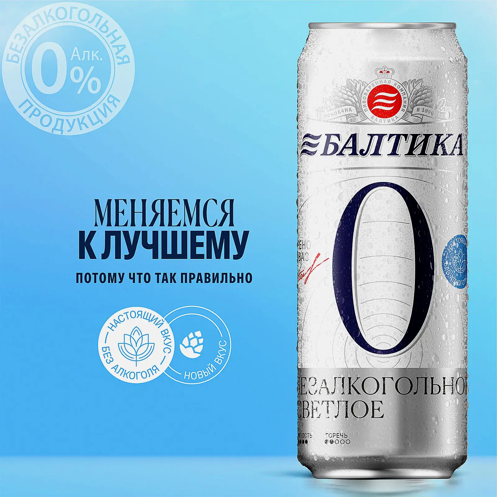Светлое пиво пастеризованное безалкогольное Балтика №0 0.5% 450мл - фото 4