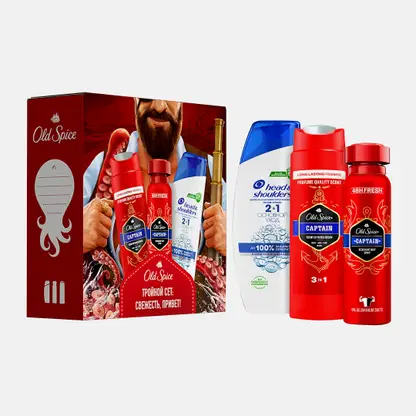Подарочный набор Гель для душа Old Spice 250мл + Дезодорант Old Spice 150мл + Шампунь-бальзам 2в1 Head&Shoulders 200мл