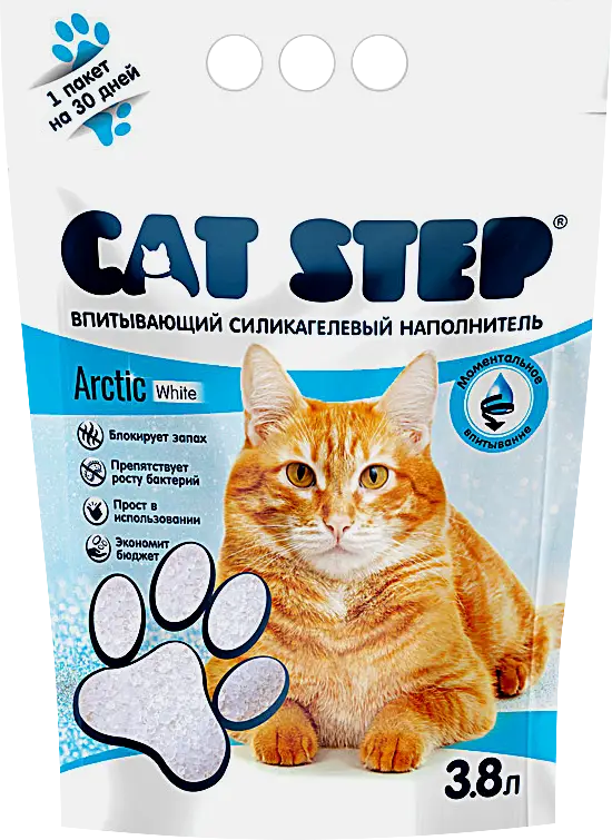 Наполнитель для кошек Cat Step силикагель Arctic White 3.8л