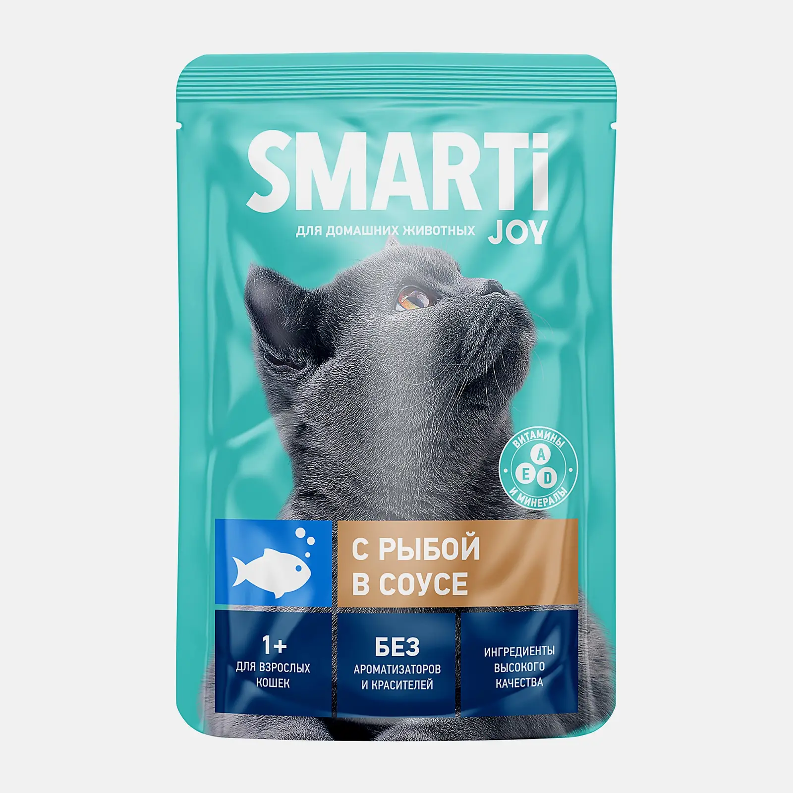 Изображение товара Влажный корм для кошек Smarti Joy с рыбой в соусе 75г