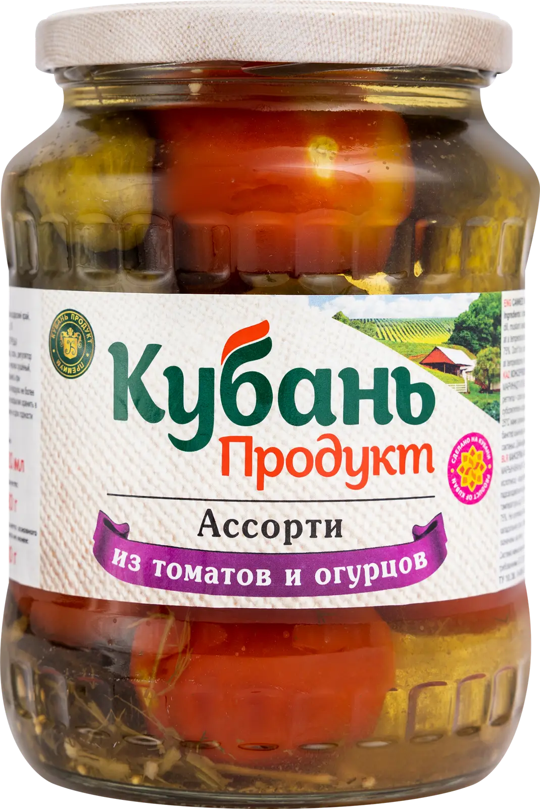 Ассорти Кубань продукт огурцы и помидоры маринованные 680г - Магнит-Продукты