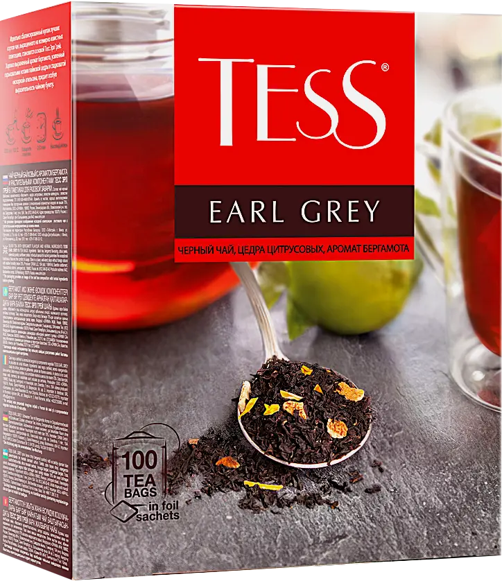 Чай черный Tess Earl Grey с бергамотом 100пак - фото 2 Чай черный Tess Earl Grey с бергамотом 100пак - фото 2