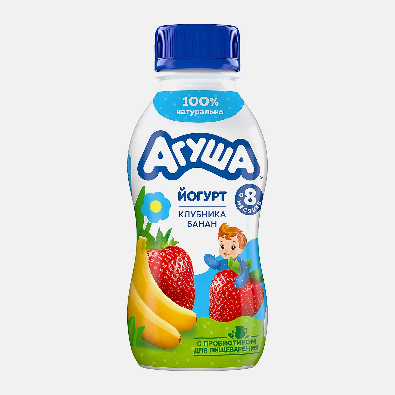 Изображение товара Питьевой йогурт со вкусом клубники и банана с 8 месяцев Агуша 180г