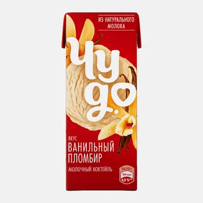 Молочный коктейль со вкусом Ванильный пломбир Чудо 2% 210г