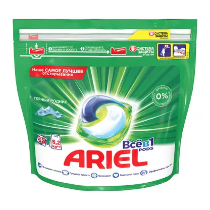 Изображение товара Капсулы для стирки Ariel Все в 1 Pods Горный родник 35шт