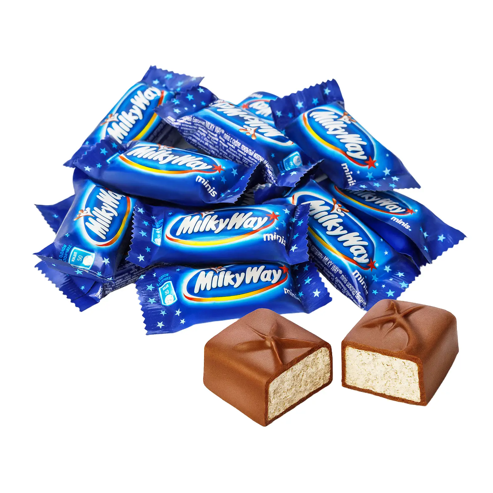 Изображение товара Молочные шоколадные конфеты Milky Way minis 6 кг мягкое суфле покрытое шоколадом