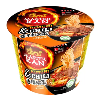 Изображение товара Лапша быстрого-приготовления со вкусом говядины Kimchi Chili Мастер Кан 100г