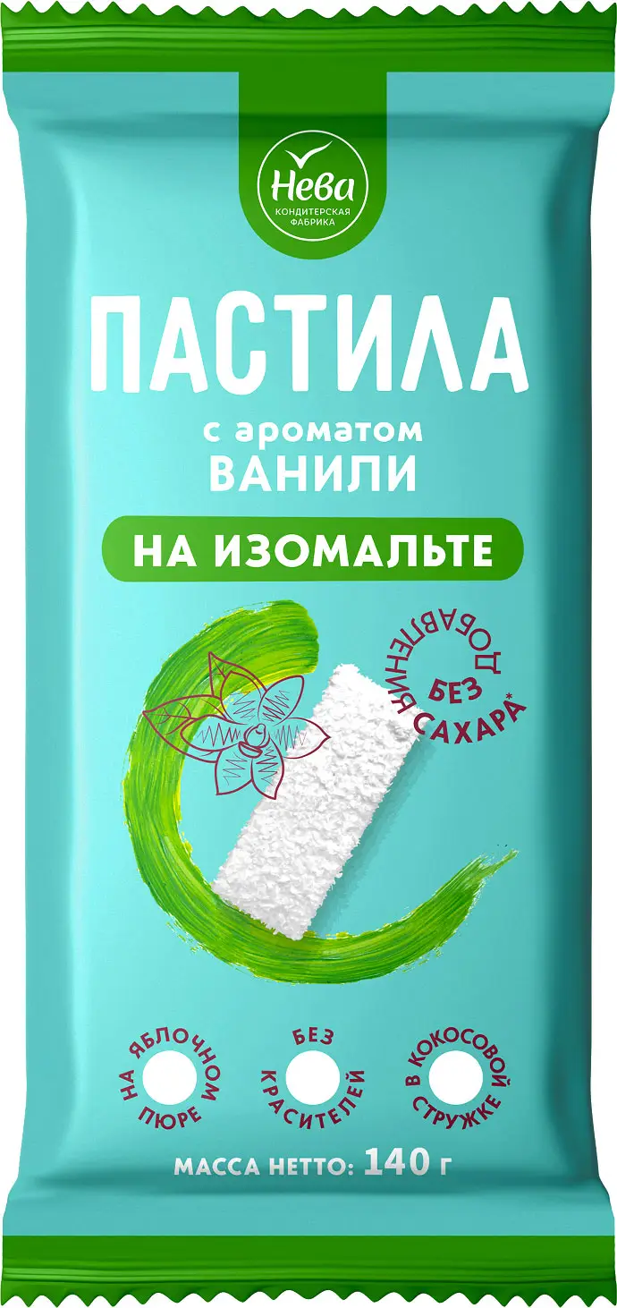 Пастила Нева с ароматом ванили на изомальте в кокосовой стружке без сахара  140г — в каталоге на сайте сети Магнит | Краснодар