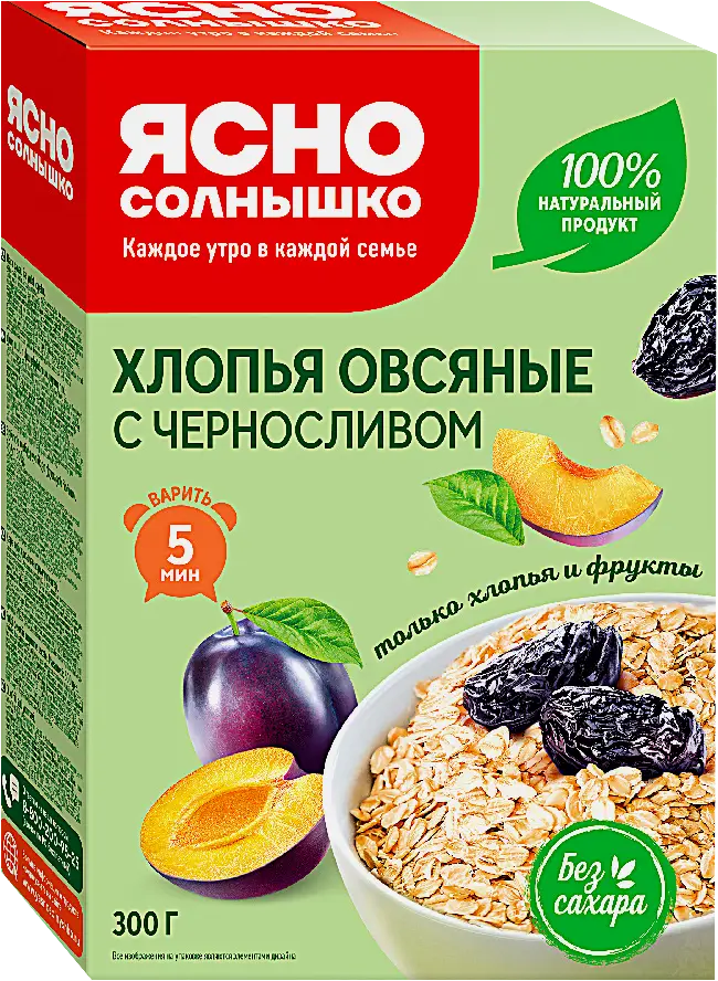 Хлопья Ясно Солнышко овсяные с черносливом 300г