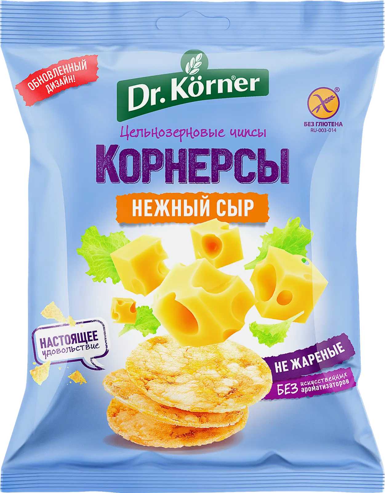 Изображение товара Зерновые хлебцы Dr. Korner нежные с сыром 50г натуральные здоровый перекус