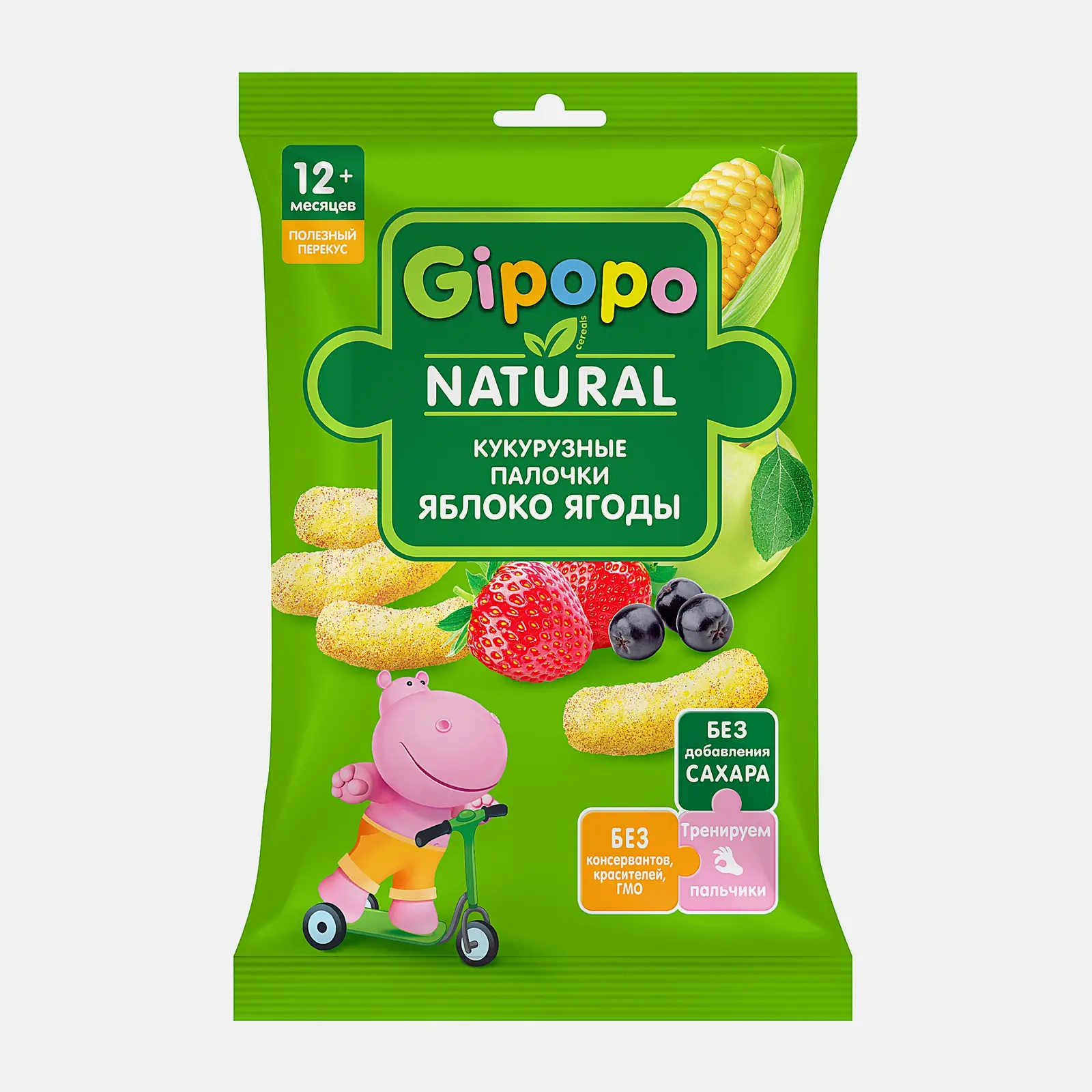 Кукурузные палочки Gipopo яблоко ягоды с 12 месяцев 20г Кукурузные палочки Gipopo яблоко ягоды с 12 месяцев 20г