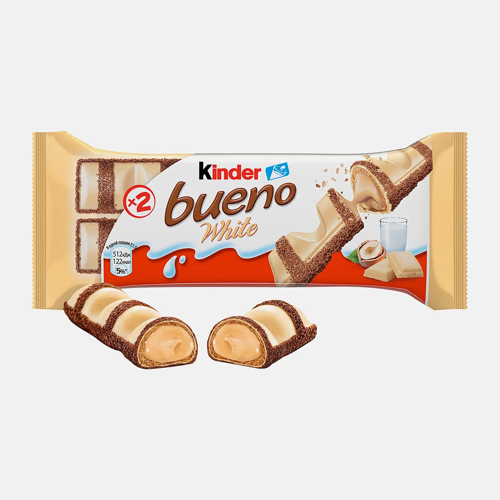 Вафли Bueno White с белым шоколадом и молочно-ореховой начинкой Kinder 39г