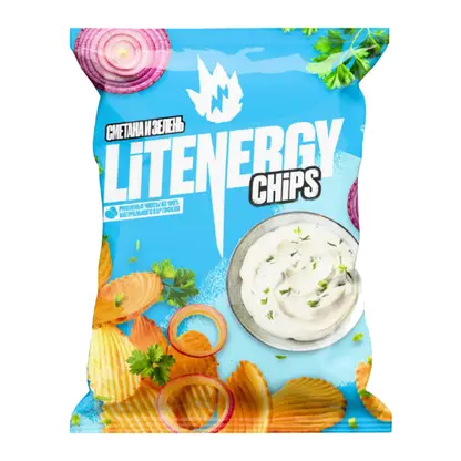 Изображение товара Чипсы рифленые Lit Energy со вкусом сметаны и зелени 120г
