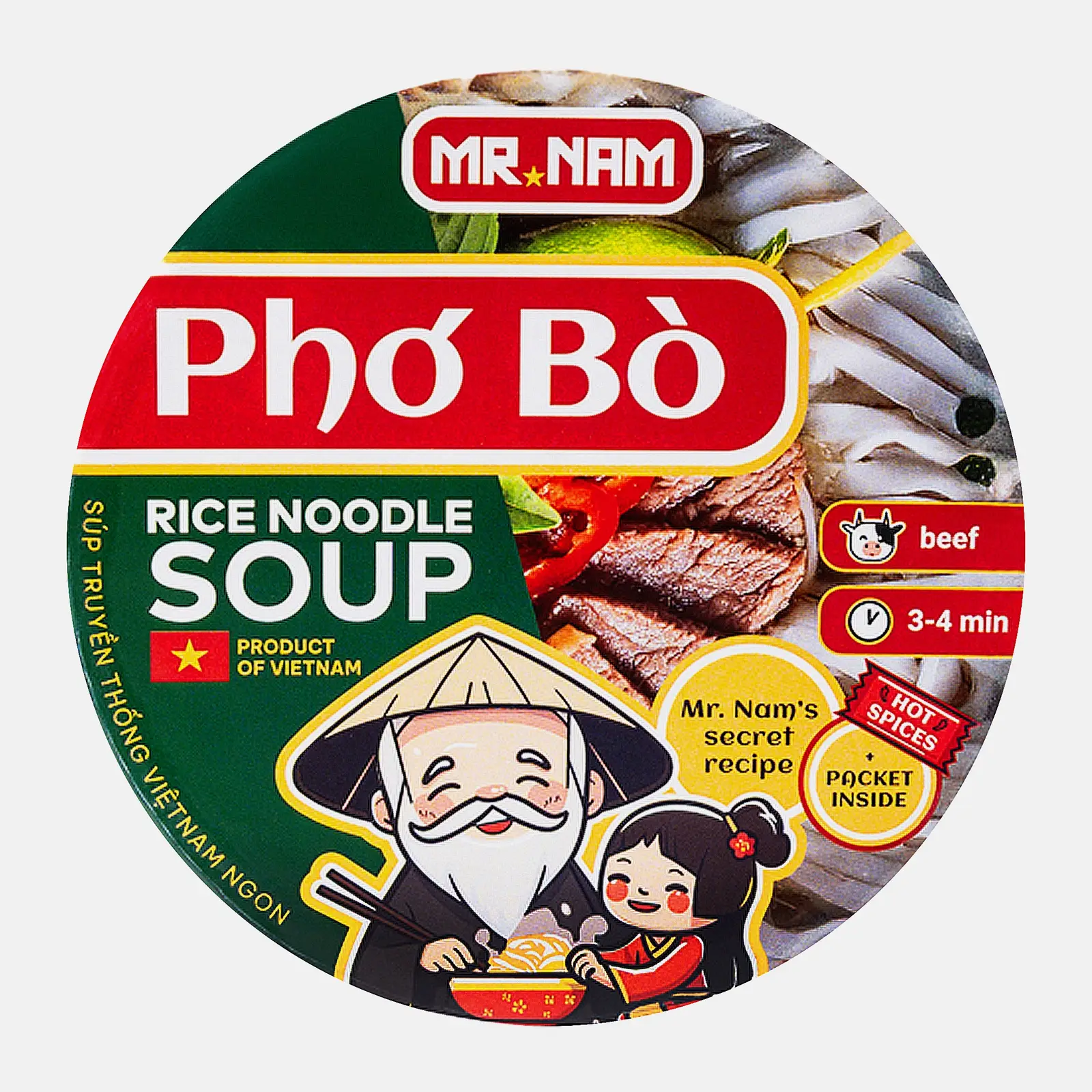 Рисовая лапша быстрого приготовления со вкусом говядины Mr.Nam Pho Bo 65г