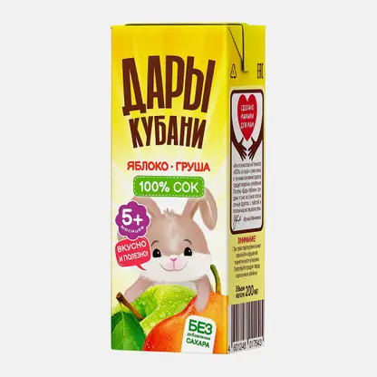 Сок Дары Кубани Яблоко и груша с 5 месяцев 200мл