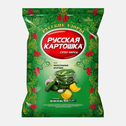 Чипсы Русская картошка картофельные Малосольные огурцы 105г
