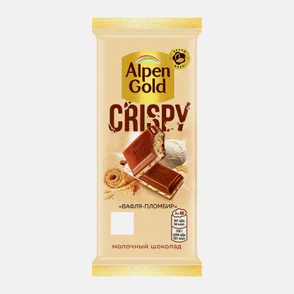 Шоколад молочный пломбир и вафельная крошка Alpen Gold Crispy 85г