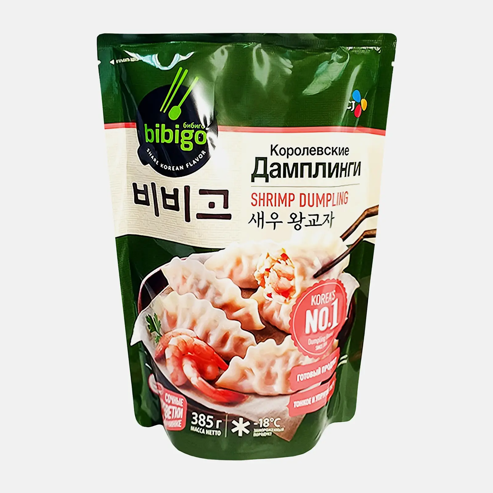Изображение товара Дамплинги Bibigo королевские с креветками 385 г с насыщенной начинкой и традиционным вкусом