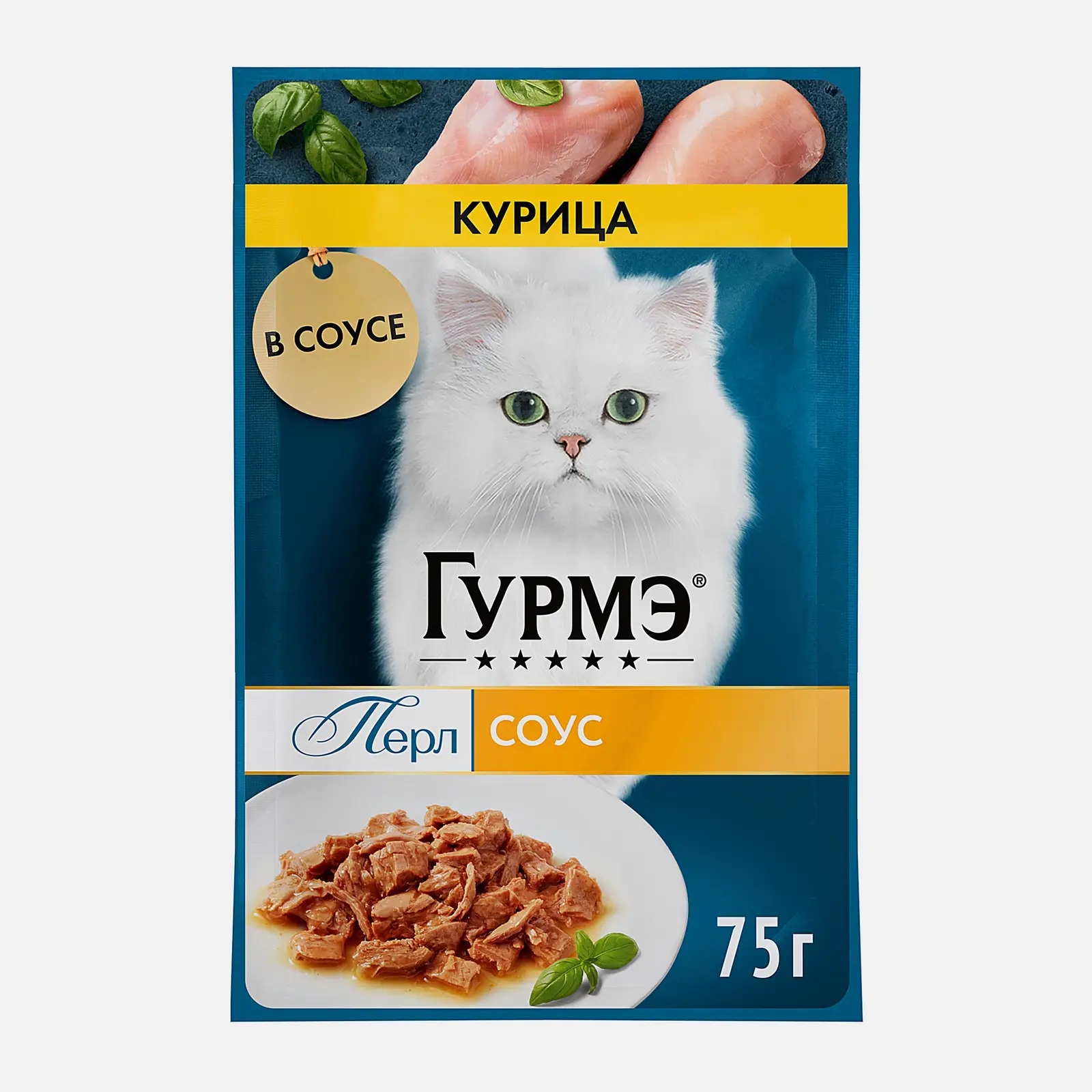 Изображение товара Влажный корм для кошек Гурмэ Перл Нежное филе с курицей в соусе 75г