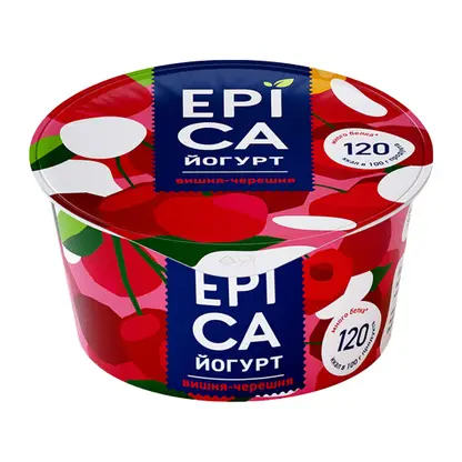 Изображение товара Йогурт Epica с вишней и черешней 4.8% 130г